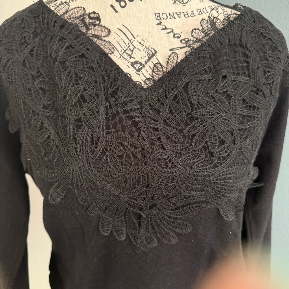Elegant Black Lace V-Neck Top